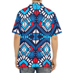Blue And Red Aztec Pattern Print Aloha Shirt