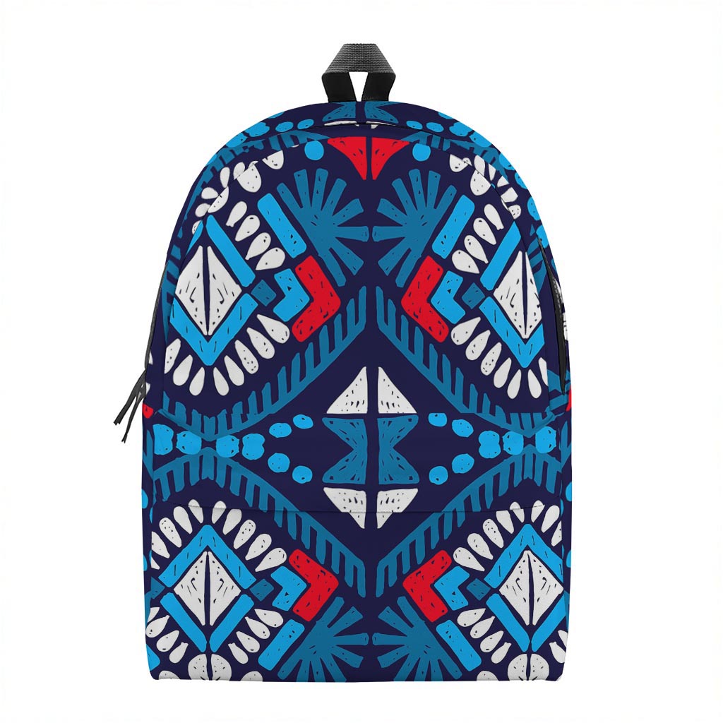 Blue And Red Aztec Pattern Print Backpack