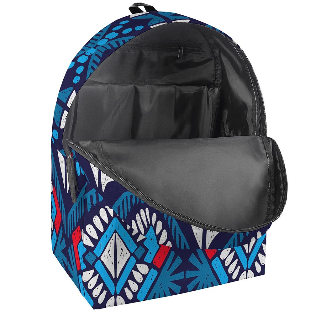 Blue And Red Aztec Pattern Print Backpack