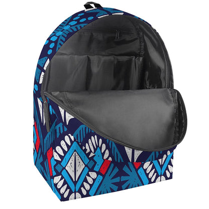 Blue And Red Aztec Pattern Print Backpack