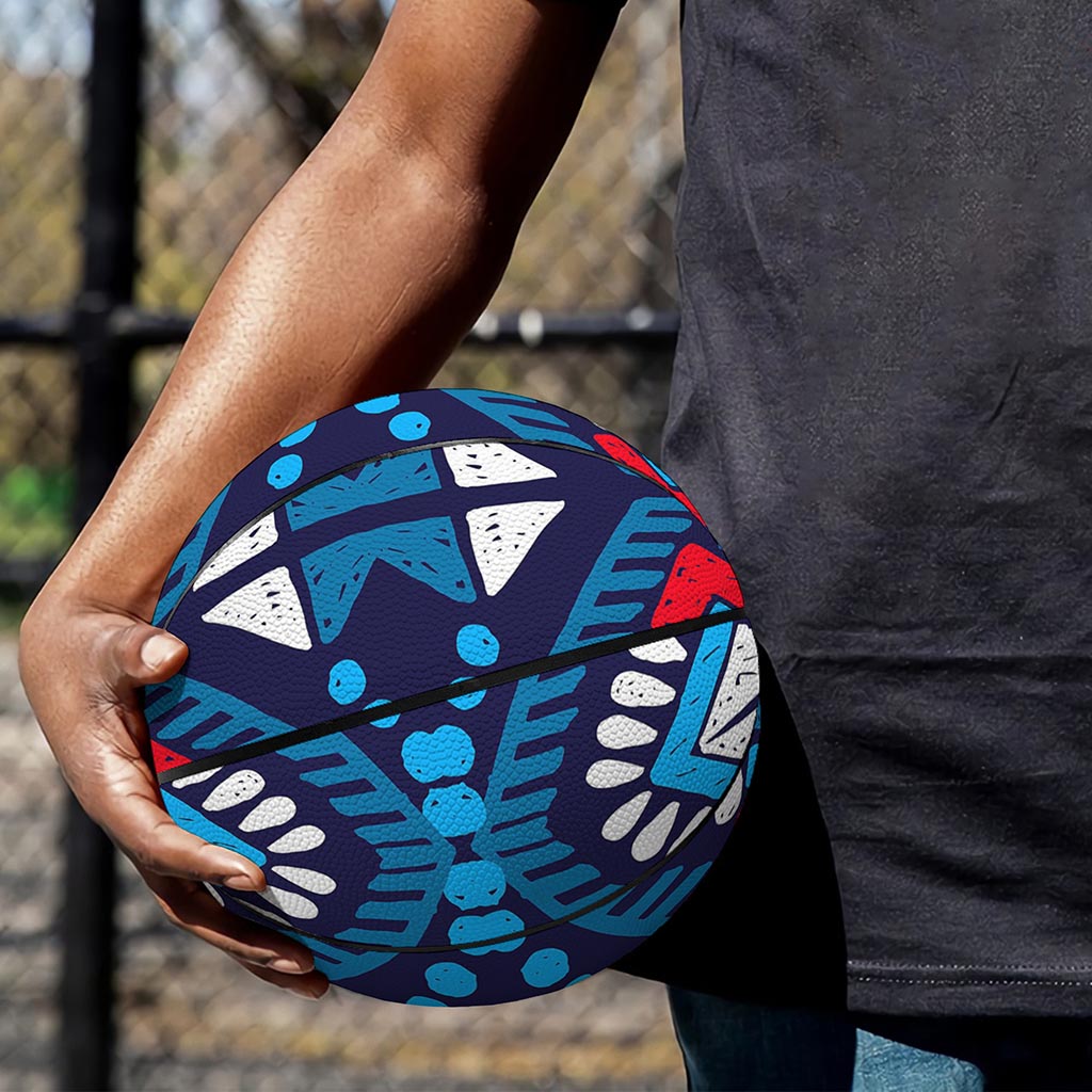 Blue And Red Aztec Pattern Print Basketball