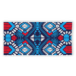 Blue And Red Aztec Pattern Print Beach Towel