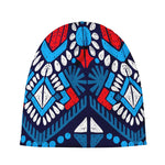 Blue And Red Aztec Pattern Print Beanie