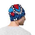 Blue And Red Aztec Pattern Print Beanie