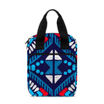 Blue And Red Aztec Pattern Print Bible Tote Bag