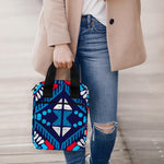 Blue And Red Aztec Pattern Print Bible Tote Bag