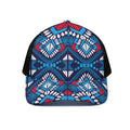 Blue And Red Aztec Pattern Print Black Mesh Trucker Hat