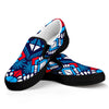 Blue And Red Aztec Pattern Print Black Slip On Sneakers