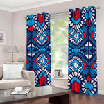 Blue And Red Aztec Pattern Print Blackout Grommet Curtains