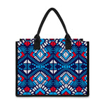 Blue And Red Aztec Pattern Print Canvas Tote Bag