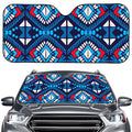 Blue And Red Aztec Pattern Print Car Windshield Sun Shade