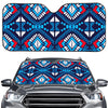 Blue And Red Aztec Pattern Print Car Windshield Sun Shade