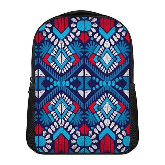 Blue And Red Aztec Pattern Print Casual Backpack