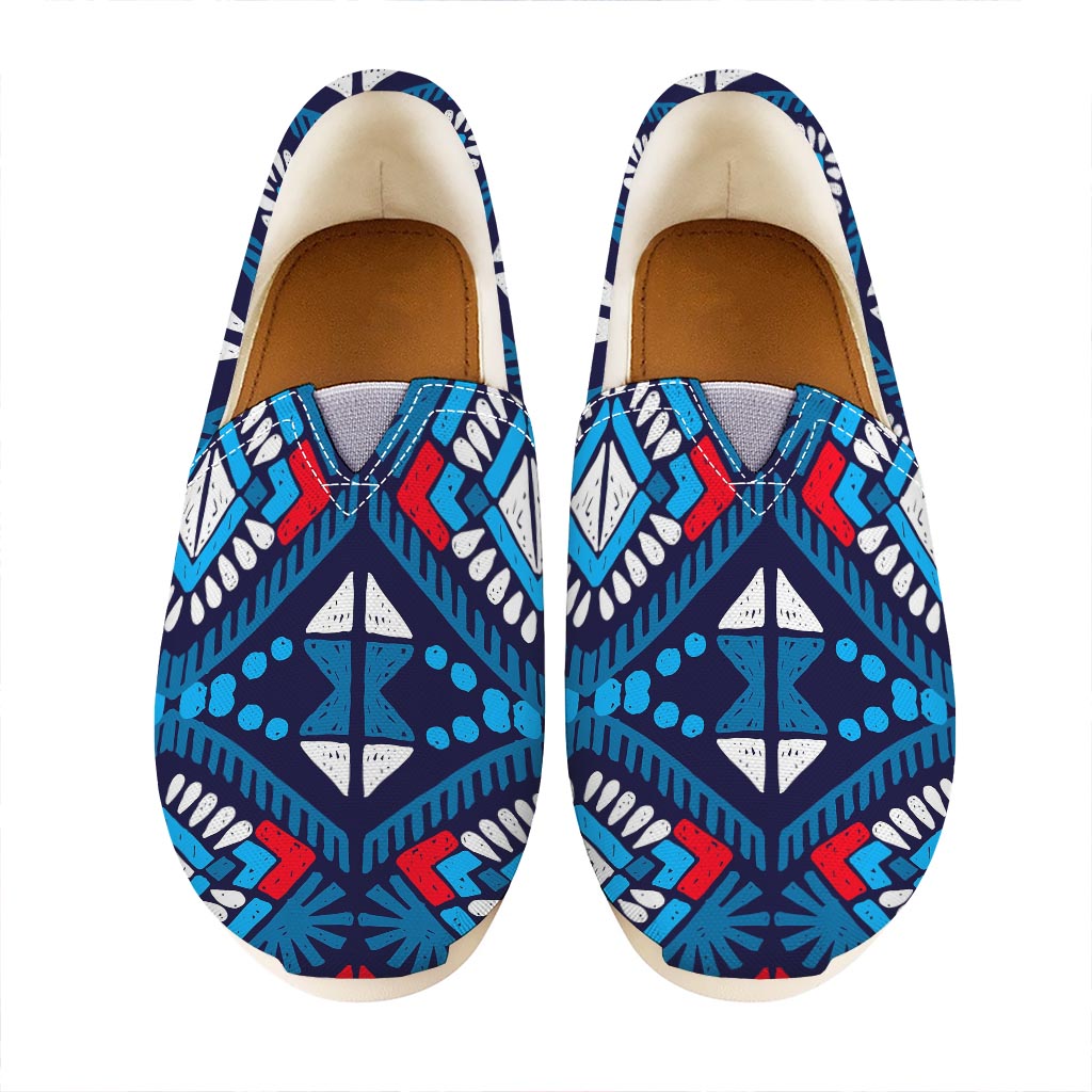 Blue And Red Aztec Pattern Print Casual Shoes