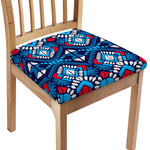 Blue And Red Aztec Pattern Print Chair Cushion Cover