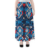 Blue And Red Aztec Pattern Print Chiffon Maxi Skirt