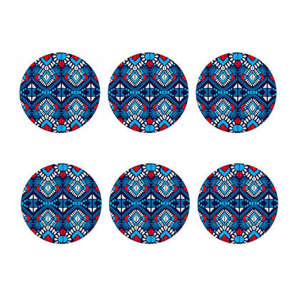 Blue And Red Aztec Pattern Print Coaster Set
