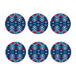 Blue And Red Aztec Pattern Print Coaster Set