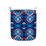 Blue And Red Aztec Pattern Print Collapsible Laundry Basket