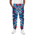 Blue And Red Aztec Pattern Print Cotton Sweatpants