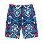 Blue And Red Aztec Pattern Print Cotton Shorts