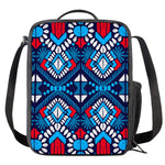 Blue And Red Aztec Pattern Print Crossbody Lunch Bag