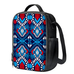 Blue And Red Aztec Pattern Print Crossbody Lunch Bag