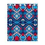 Blue And Red Aztec Pattern Print Curtain