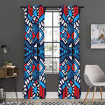 Blue And Red Aztec Pattern Print Curtain