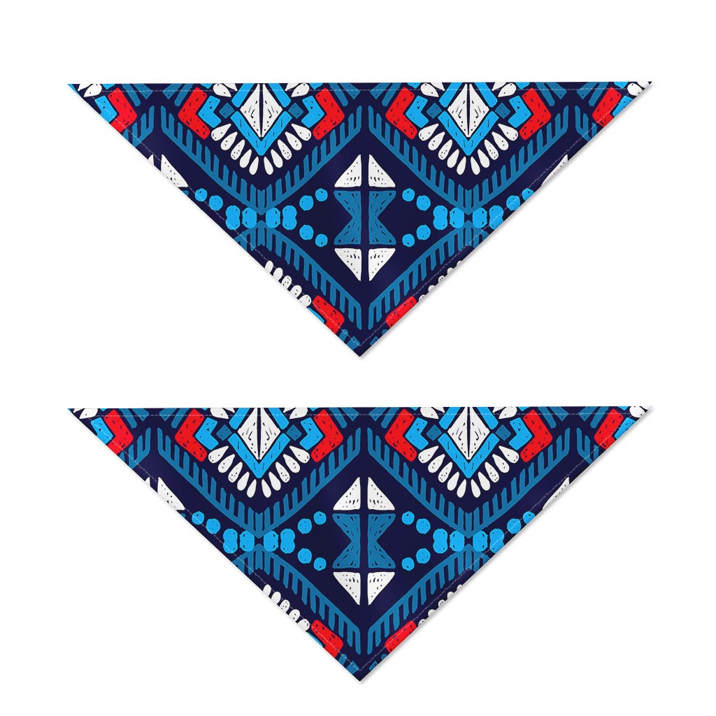Blue And Red Aztec Pattern Print Dog Bandana