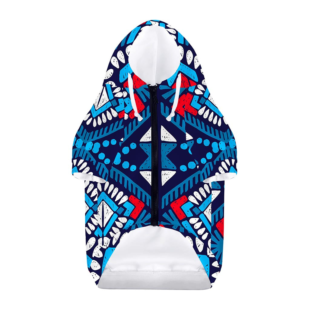 Blue And Red Aztec Pattern Print Dog Zip Up Hoodie