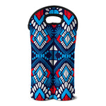 Blue And Red Aztec Pattern Print Double Neoprene Wine Tote