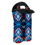 Blue And Red Aztec Pattern Print Double Neoprene Wine Tote