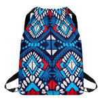Blue And Red Aztec Pattern Print Drawstring Backpack