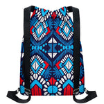 Blue And Red Aztec Pattern Print Drawstring Backpack