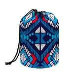 Blue And Red Aztec Pattern Print Drawstring Makeup Bag