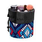 Blue And Red Aztec Pattern Print Drawstring Makeup Bag