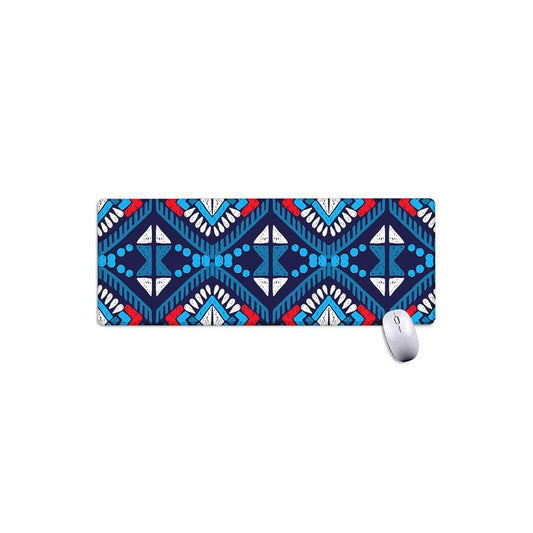 Blue And Red Aztec Pattern Print Extended Mouse Pad