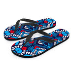 Blue And Red Aztec Pattern Print Flip Flops