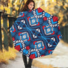 Blue And Red Aztec Pattern Print Foldable Umbrella