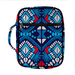 Blue And Red Aztec Pattern Print Front Pocket Bible Bag