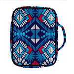 Blue And Red Aztec Pattern Print Front Pocket Bible Bag