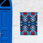 Blue And Red Aztec Pattern Print Garden Flag