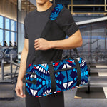 Blue And Red Aztec Pattern Print Gym Bag