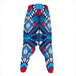 Blue And Red Aztec Pattern Print Hammer Pants