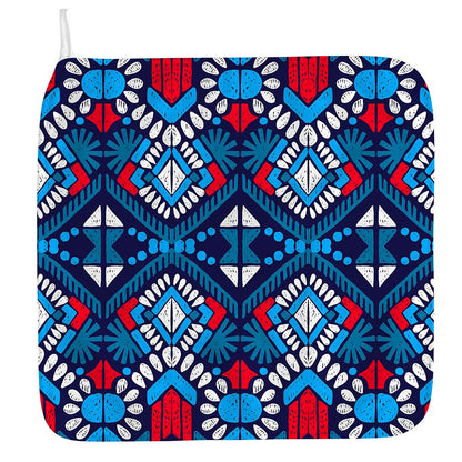 Blue And Red Aztec Pattern Print Hand Towel