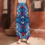 Blue And Red Aztec Pattern Print Harem Pants