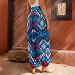 Blue And Red Aztec Pattern Print Harem Pants