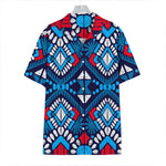 Blue And Red Aztec Pattern Print Hawaiian Shirt