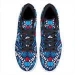 Blue And Red Aztec Pattern Print High Top Leather Sneakers